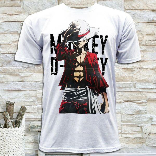 

обезьяна d луффи one piece манга король аниме мужчины's white regular fit t-shirt печать одежда tee shirt