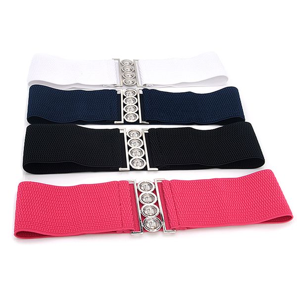 

1pc women wide waist elasticated lady girl fashion buckle belt belts elastic, Black;brown