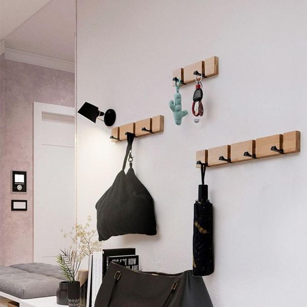 

bath accessory set 1 pcs rotating hook wood coat hanger holder waterproof saving space multi-purpose wall mounted clothes rack household