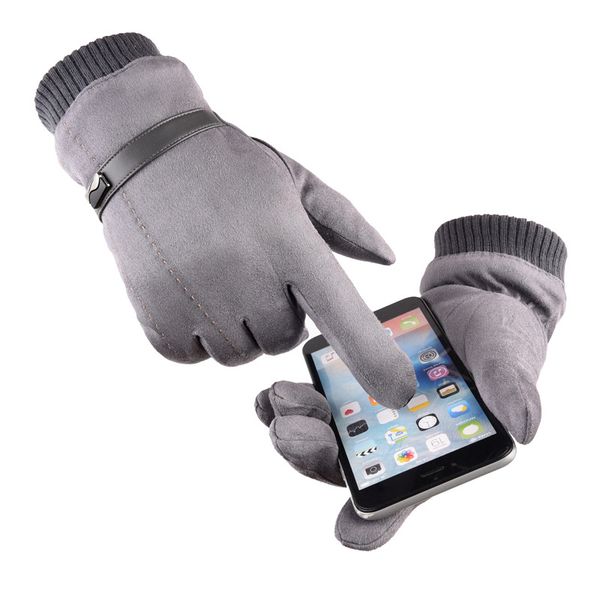 

five fingers gloves glove for lady women outdoors winter snails, warm gloves, velvet, thickened inner touch screen, Blue;gray