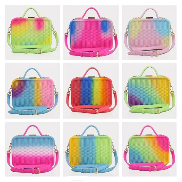

just tao new arrival woman's jelly messenger bags girls pvc shoulder bags lady's colorful handbags womens rainbow tote jtw007-2