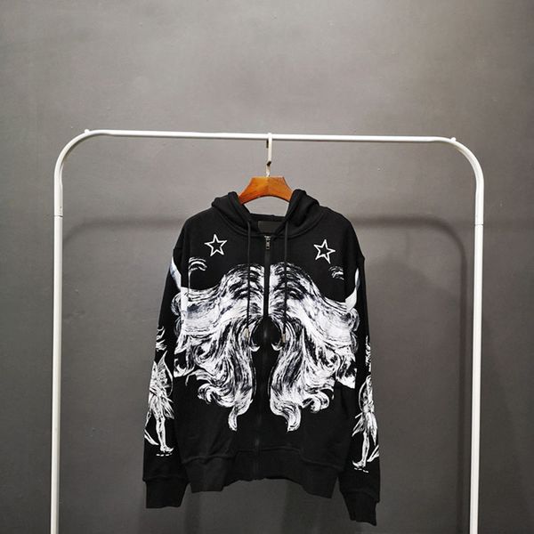 

mens hoodie jacket stylist star print sweashirt zipper hoodie men women pullover long sleeve black m-2xl