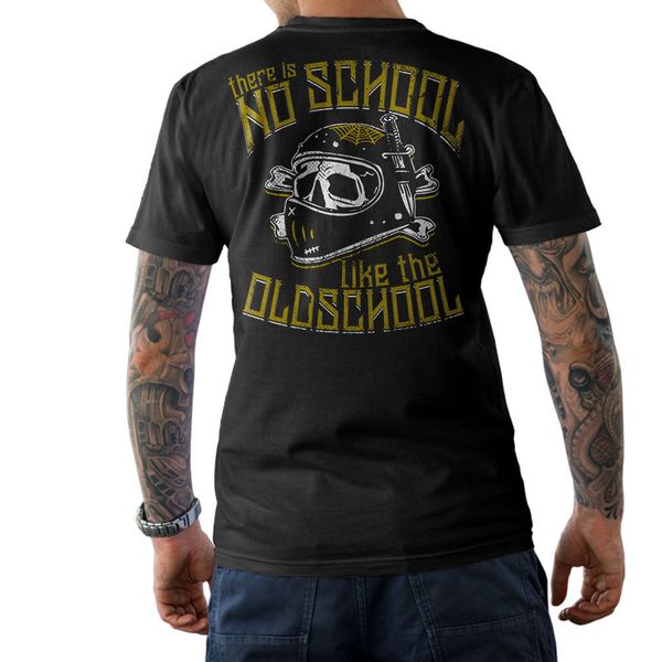 

new fashion cool casual biker t-shirt there is no school like the oldschool skull chopper cafe racer mc summer tee shirt