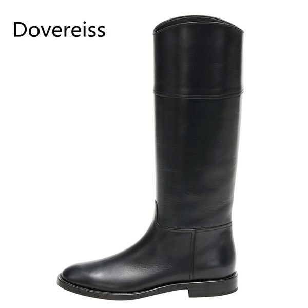

dovereiss fashion women's shoes winter new slip on gray round toe elegant wedges knee high boots concise mature 33-43, Black