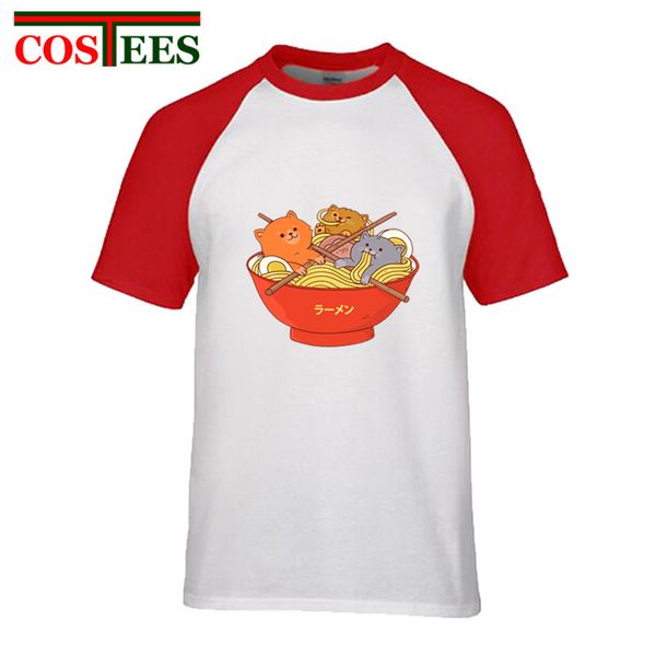 

funny ramen & cats t shirt men cute aninmal printed tshirt short sleeve crewneck boys streetwear tee kid casual t-shirt children