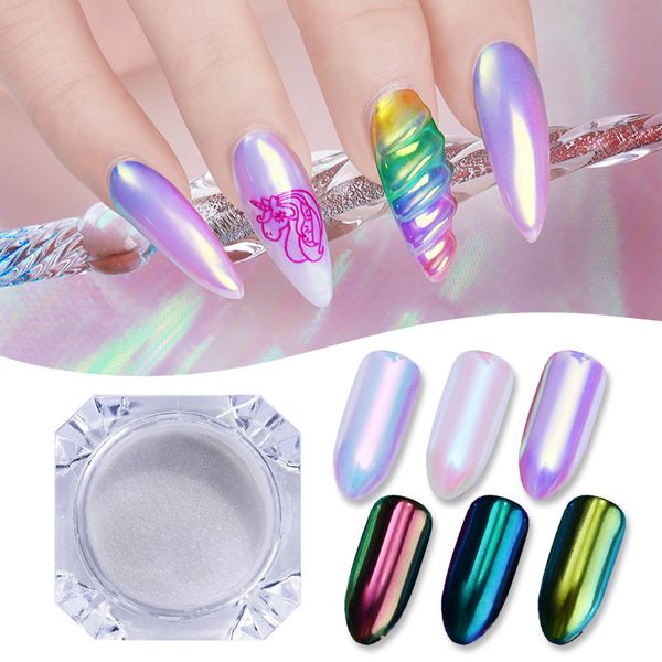 

nicole diary 0.5g aurora neon powder chameleon nail glitter mirror nail art dust pigment, Silver;gold