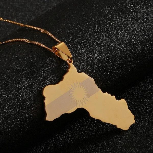 

pendant necklaces stainless steel kurdistan map kurdish flag jewelry, Silver