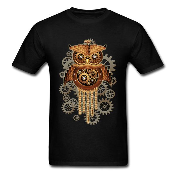 

steampunk owl vintage faddish print tees o neck labor day 100% cotton short sleeve t-shirts for men geek tee shirt