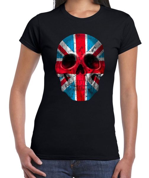 

union jack skull womens t-shirt - flag holidays footbal rugby athletics