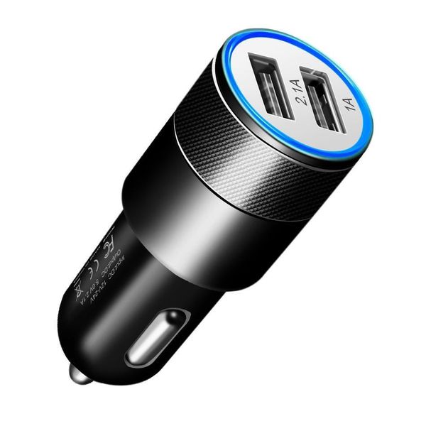 

car charger dual charging ports 5v/3.1a portable travel charger adapter with led light usb charger for iphone ipad samsung huawei lg