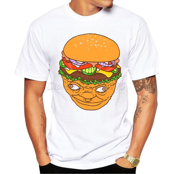

2019 new fashion burger head design men's t shirt cool casual male t-shirt