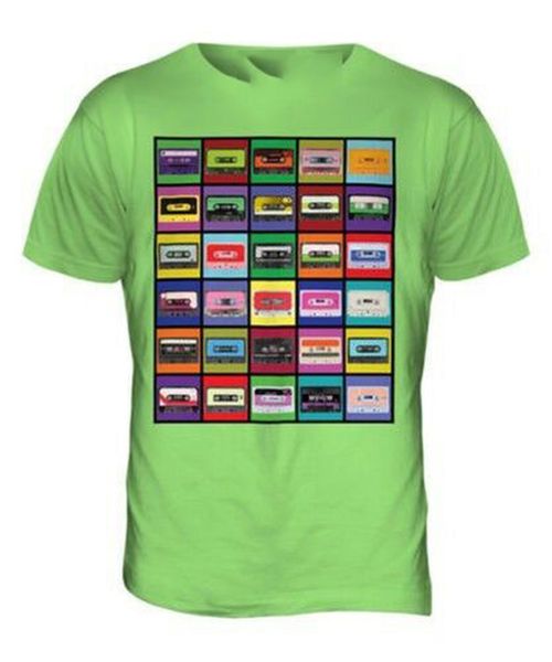 

поп-арт кассета мода мужчина printed t-shirt vintage top music 70s 80s сыпучего размер top ajax tee shirt