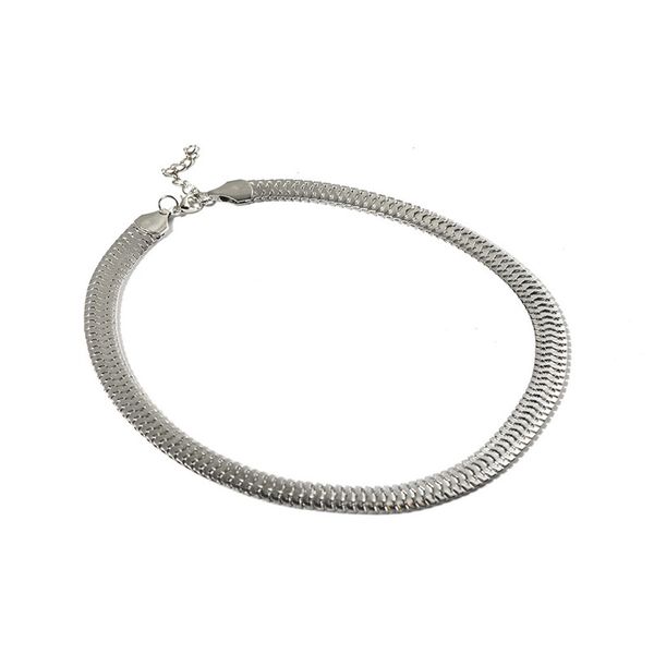 

chokers 1pc 42cm long silver color flat snake chain necklace jewelry for men women, Golden;silver