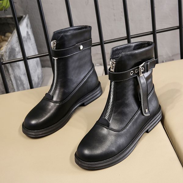 

swonco winter warm shoes women short boots ankle winter 2020 female punk shoes boots warm snow for women, Black