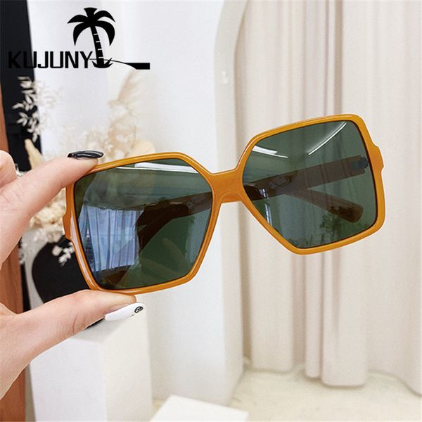 

sunglasses kujuny women polarized men oversized square sun glasses 2021 brand designer eyeglasses sunshade anti-uv eyewears, White;black