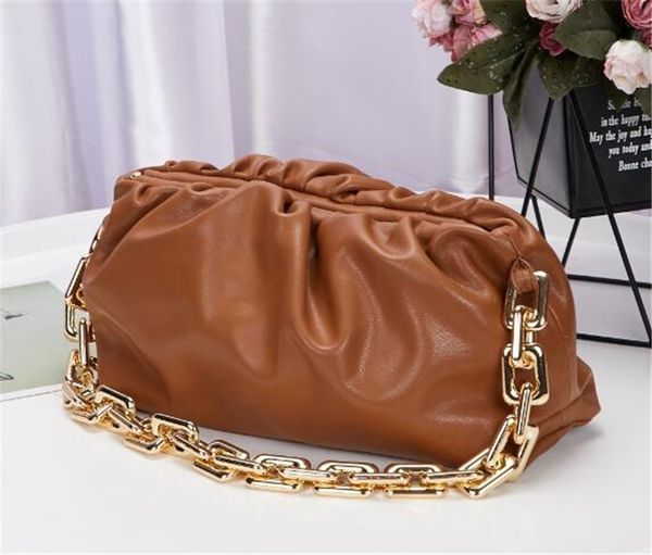 

2020 new brand fashion cloud shape evening bags cloud bag with thick chain clutch women pouch genuine leather clip handbags crossbody totes