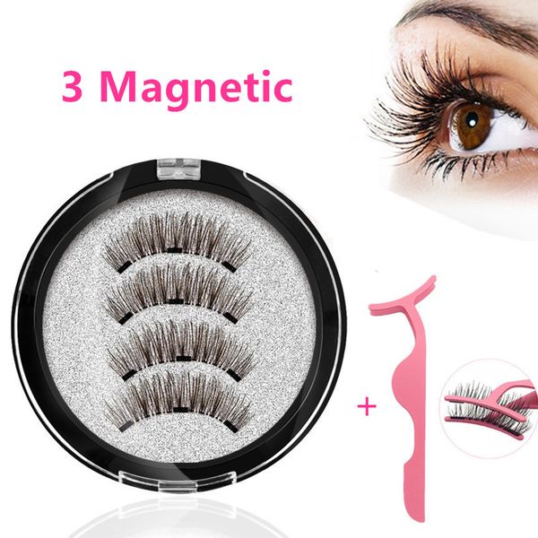 

false eyelashes magnetic with 3 magnets lashes applicator-24p-3-tz