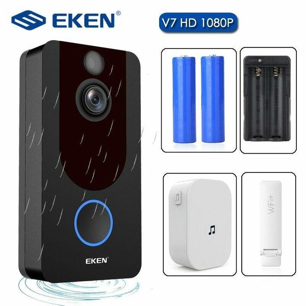 

official original eken v7 video doorbell 1080p hd night vision wireless wifi security home, Black;white
