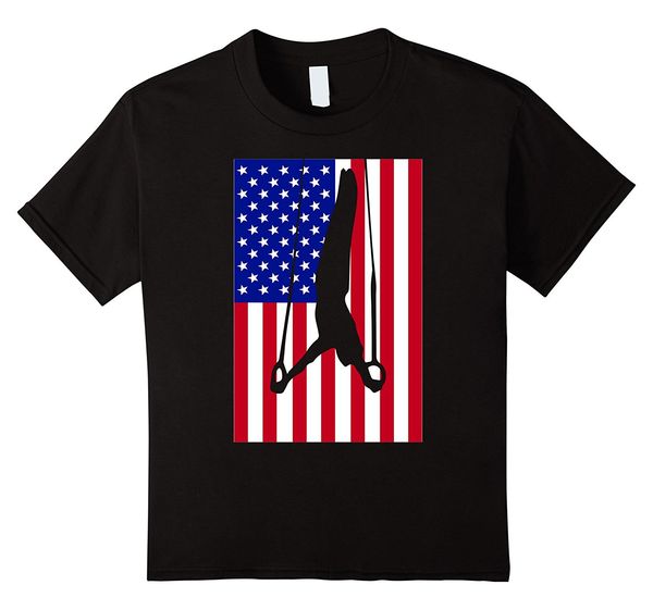 

2019 new summer tee shirt gymnastic t-shirt american flag gymnastics rings t-shirt cool t-shirt