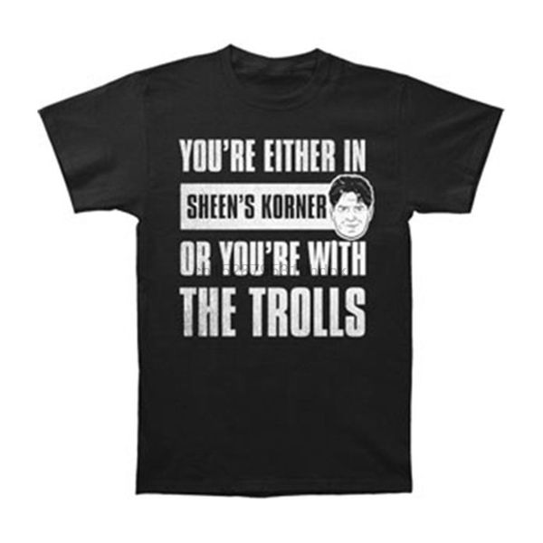 

charlie sheen men with the trolls t shirt black rockabilia