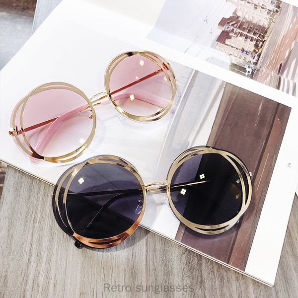 

sunglasses 2021 chic retro vintage round women fashion brand flower metal frame sun glasses shades with box fml, White;black