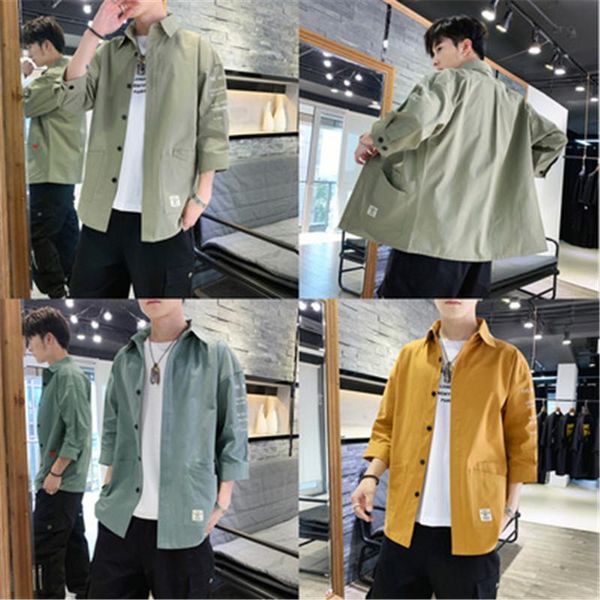 

человек половина рукав инструментальной рубашки вскользь воротник японского tide brand сыпучие тис одежда hot проектировщик мужской одноборт, White;black