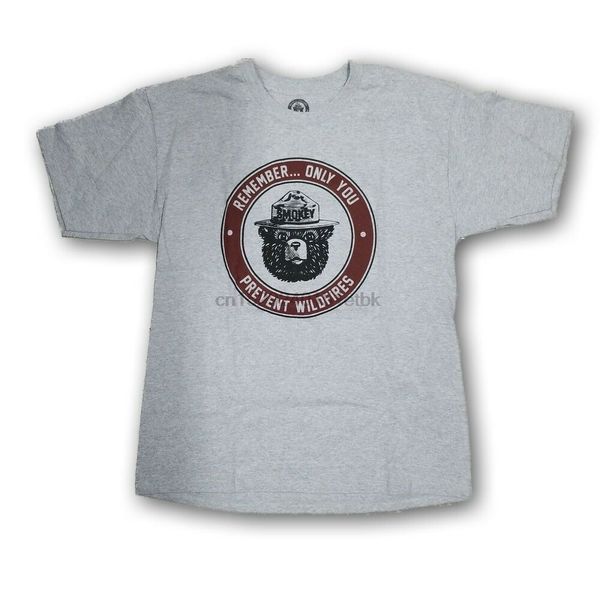 

smokey the bear fire prevention program men gray short sleeve graphic tee nwot