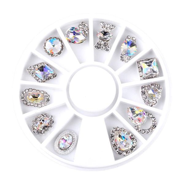 

nail art decorations 12pcs/set 3d charm alloy rhinestones diamonds decoration gems diy jewelry supplies accessoires crystal, Silver;gold