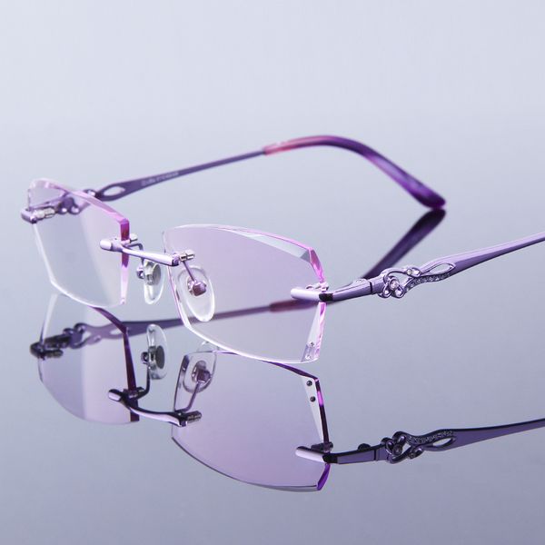 

sunglasses women reading glasses rimless frame purple female hyperopia high clear lens frameless ladies for elderly presbyopic eye, White;black