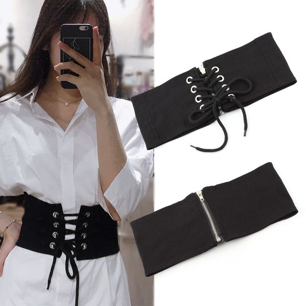 

new women cloth wide belts adjustable female black waist belt designer fashion clothes dress white shirt decoration accessories, Black;brown