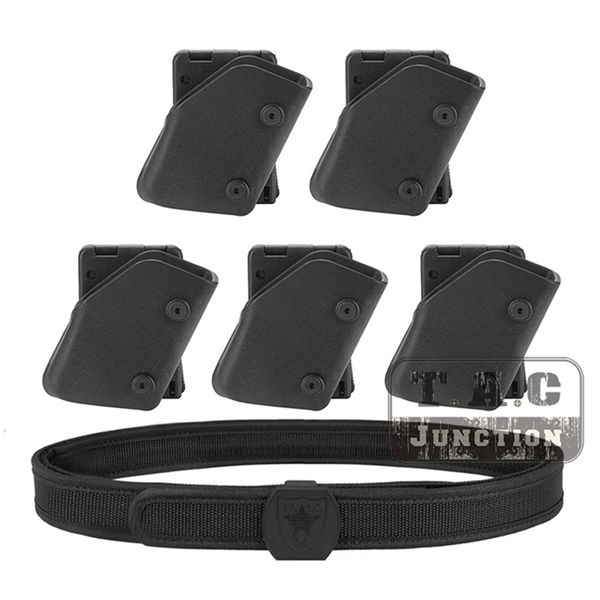 

ipsc magazine holster uspsa idpa competition high speed shooting inner & outer belt w/ 5x fast draw pistol pouch mag carrier, Black;gray