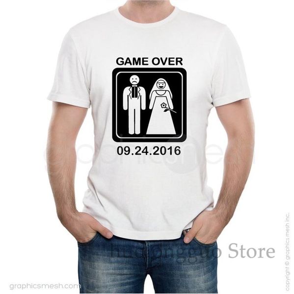 

custom t-shirt game over for men - getting married with personalized date tee - funny wedding shirt