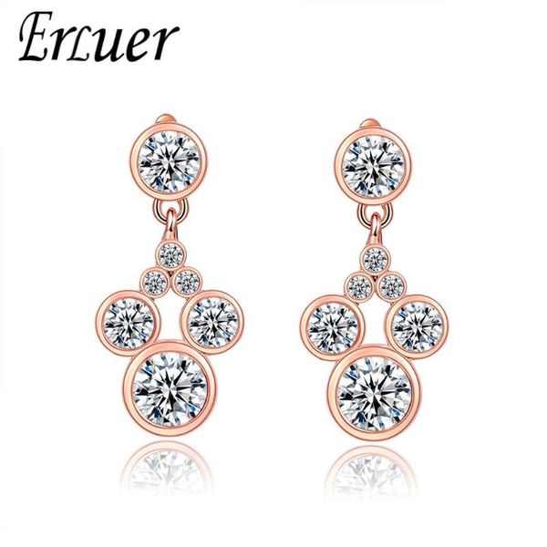 

dangle & chandelier erluer charm earrings for women crystal fasion jewellery girl rose gold zircon summer earring jewelry accessories, Silver
