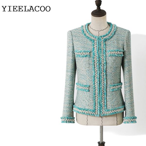 

куртка green женские ручной работы из бисера tweed урожай весна / осень пальто куртки вокруг шеи малый ароматный coat, Black;brown