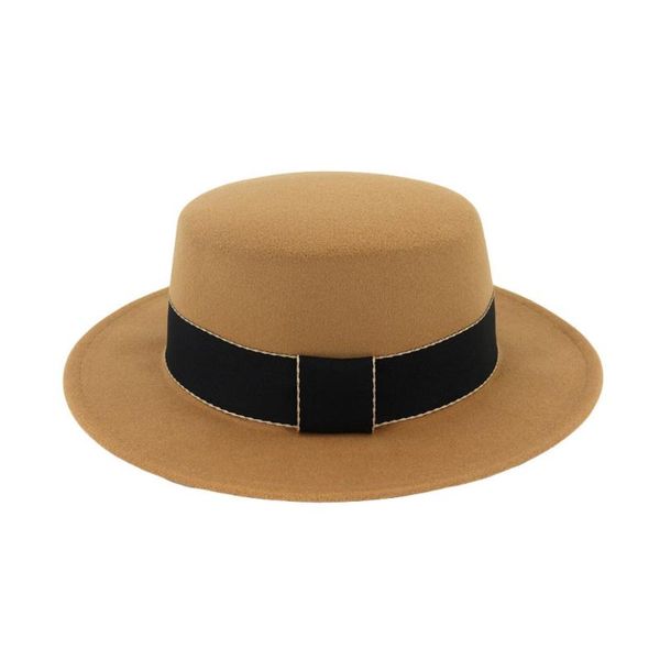 

wide brim wool felt flat fedora hat party trilby hats cap_3.7, Blue;gray