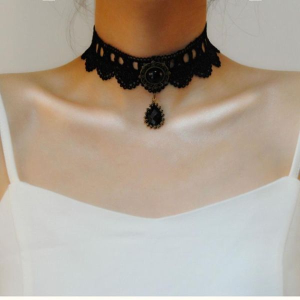 

1шт готика татуировка кисточка кружево ожерелье цепь кристалл choker свадебных украшения ожерелье женщина ложное воротник заявление, Golden;silver