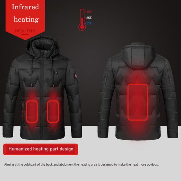 

usb charging smart heated jacket men's heated coat full body heating cotton winter jacket fishing climbing running sale, Gray;blue