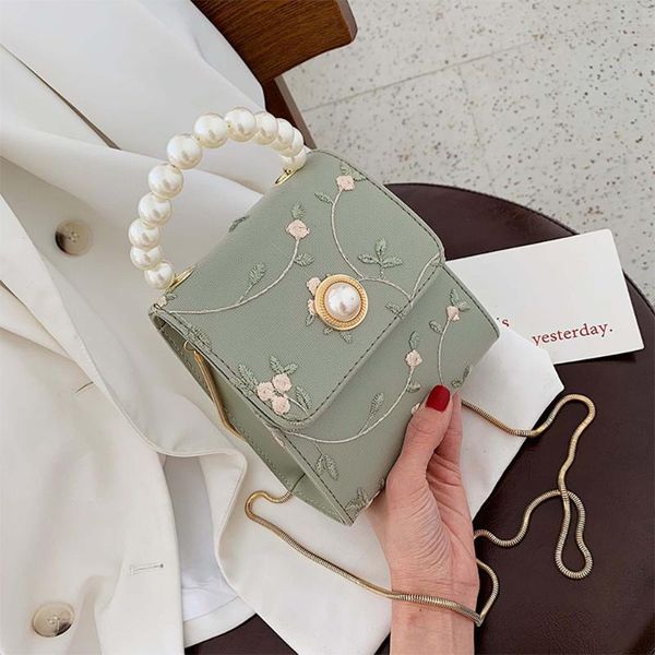 

fashion pu leather women's handbag pearl lace crossbody bags shoulder messenger bag 2020 new design casual flap bag for female