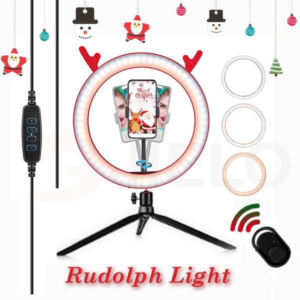 

christmas decorations santa ring light make up winter reindeer selfie light for girl child kids gift tripod tik tok tiktok lamp customizati