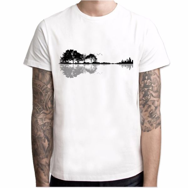 

t shirt men fun природа гитара мода лето o-образный вырез с коротким рукавом белого топа футболка homme