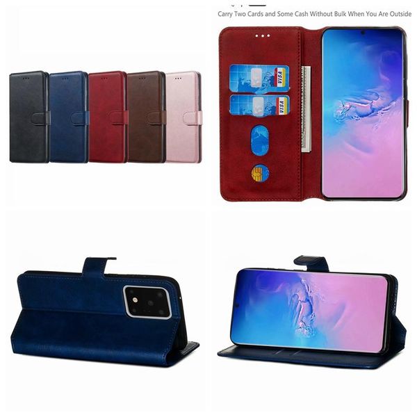 

luxury classical leather wallet case for samsung s20 ultra plus a51 a71 a10s a20s a10e card slot id holder holder stand rose gold flip cover