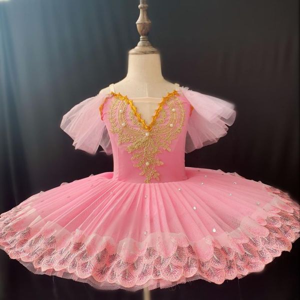 

new children's professional ballet skirt swan lake performance costume tutu sequined fluffy skirt dance competition costume, Black;red