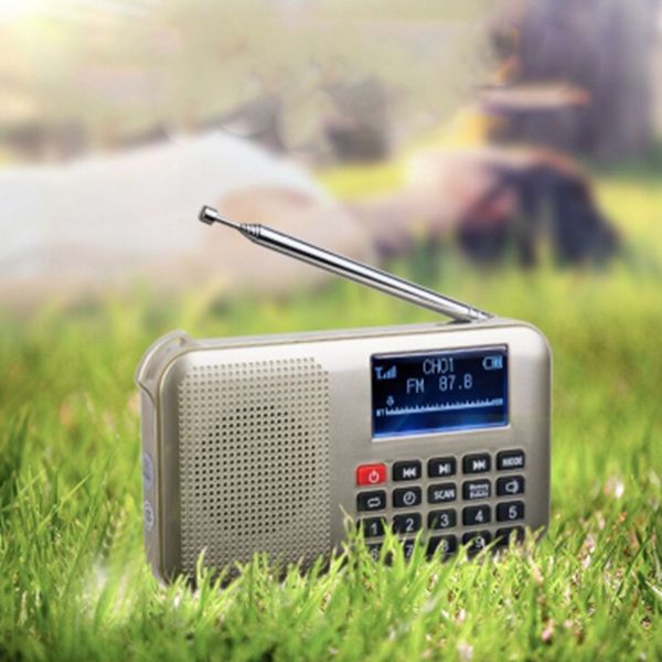 

radio mini solar power speaker mp3 o music player with led emergency light gold