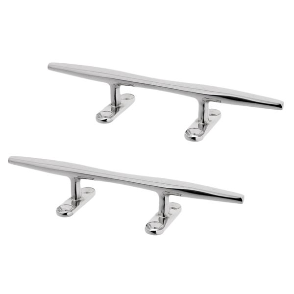 

2x 4 inch stainless steel marine boat yacht dock deck line rope cleat open base