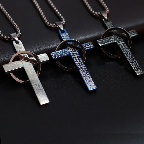 

chokers trendy mens necklace classic prayer cross charm link chain for hombre minimalist pendant accessories, Golden;silver