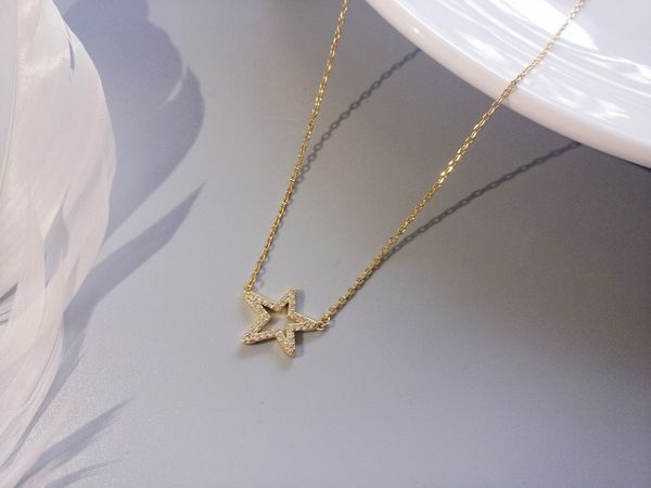 

art ornament swarovski element crystal five-pointed star necklace romantic five-pointed star pendant, Black