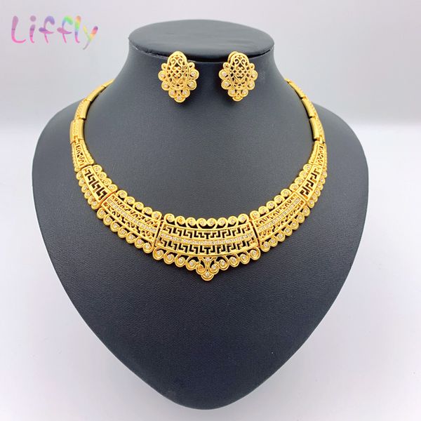 

african jewelry sets party charm women hollow necklace bracelet wedding bridal earrings ring crystal jewelry, Silver
