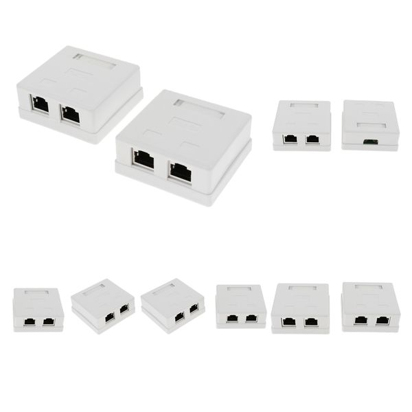 

2 port cat5e wall surface mount compact box rj45 network enternet cable - 4 pack
