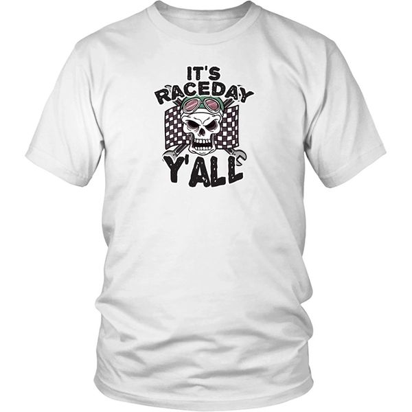 

2019 new summer slim tee shirt vigordesign it's raceday you all - cool skull men t-shirt for biker racers and car drivers
