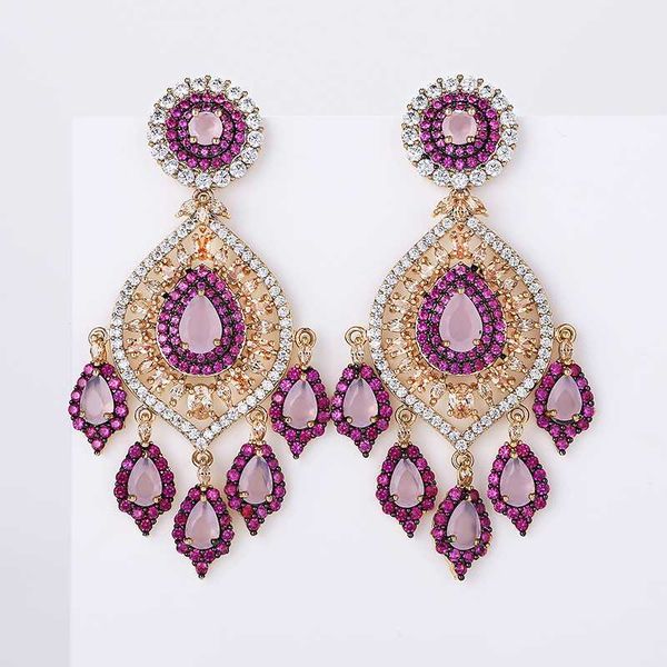 

dangle & chandelier colorful water drop tassel earrings fashion design women lady`s luxury bride party xiumeiyizu brass jewelry, Silver